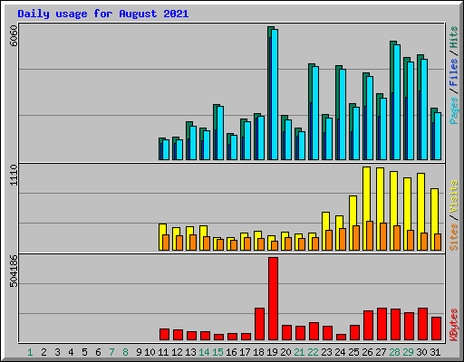 Daily usage for August 2021